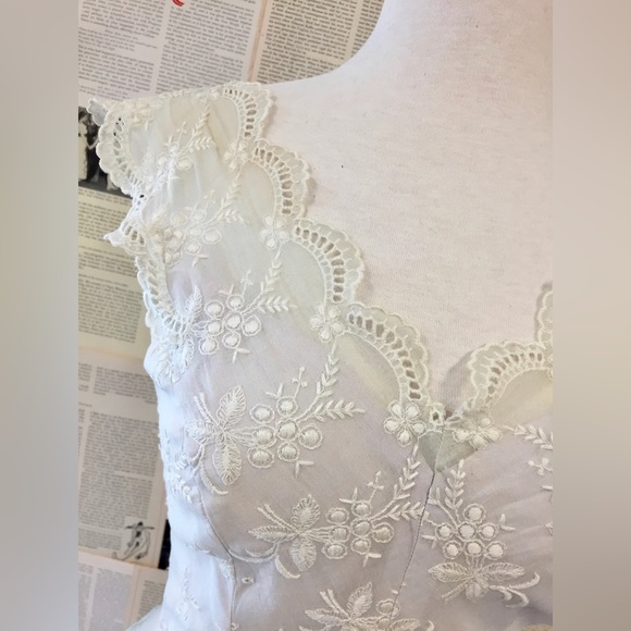 Vintage 1956 Eyelet Organza Pastel Periwinkle Blue Wedding Gown - Picture 3 of 9